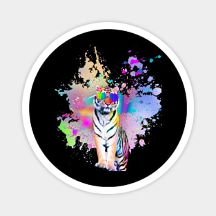 Tiger Tigers Wearing Love Rainbow Heart Glasses Magnet